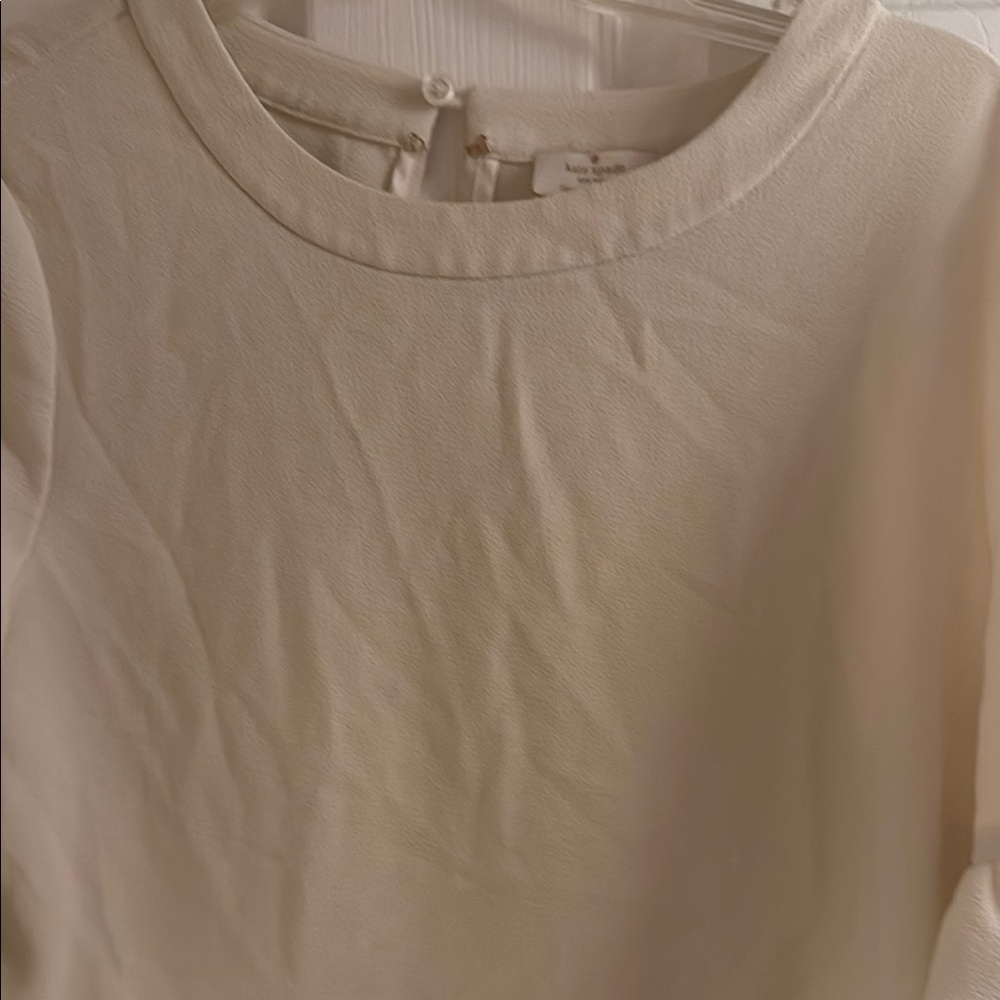 Kate Spade Cream Short Sleeve Mandarin Collar Blouse